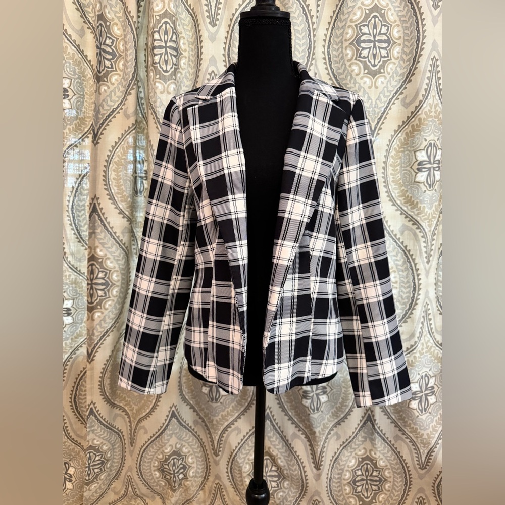 Allegra K Monochrome Checkered Blazer